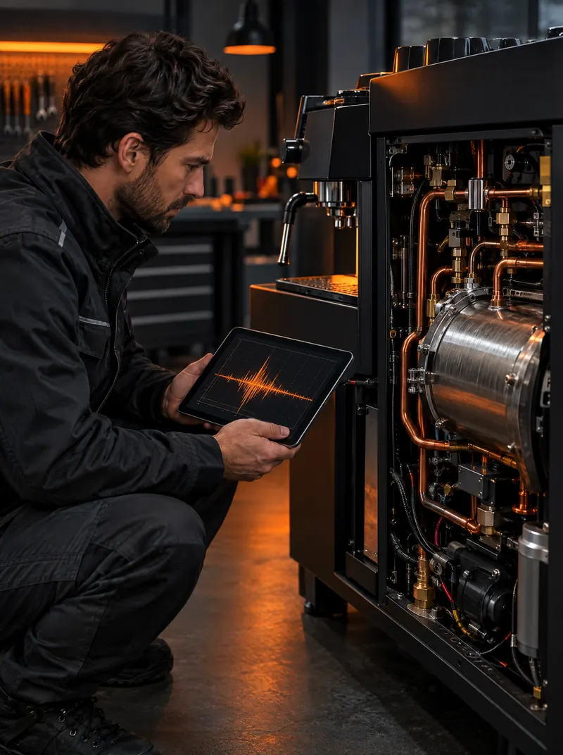 A Basalt engineer servicing an open machine