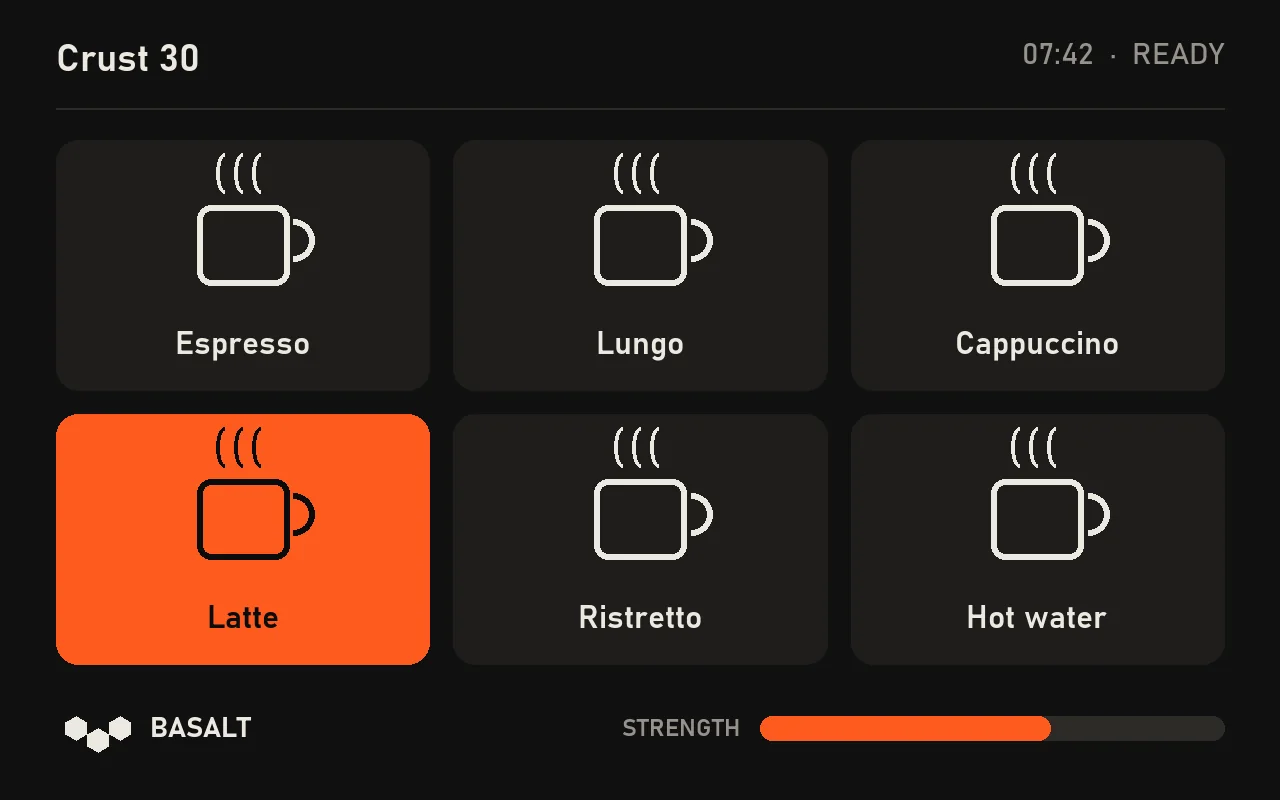 The 7-inch touch display menu