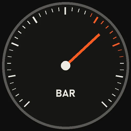 The boiler pressure gauge